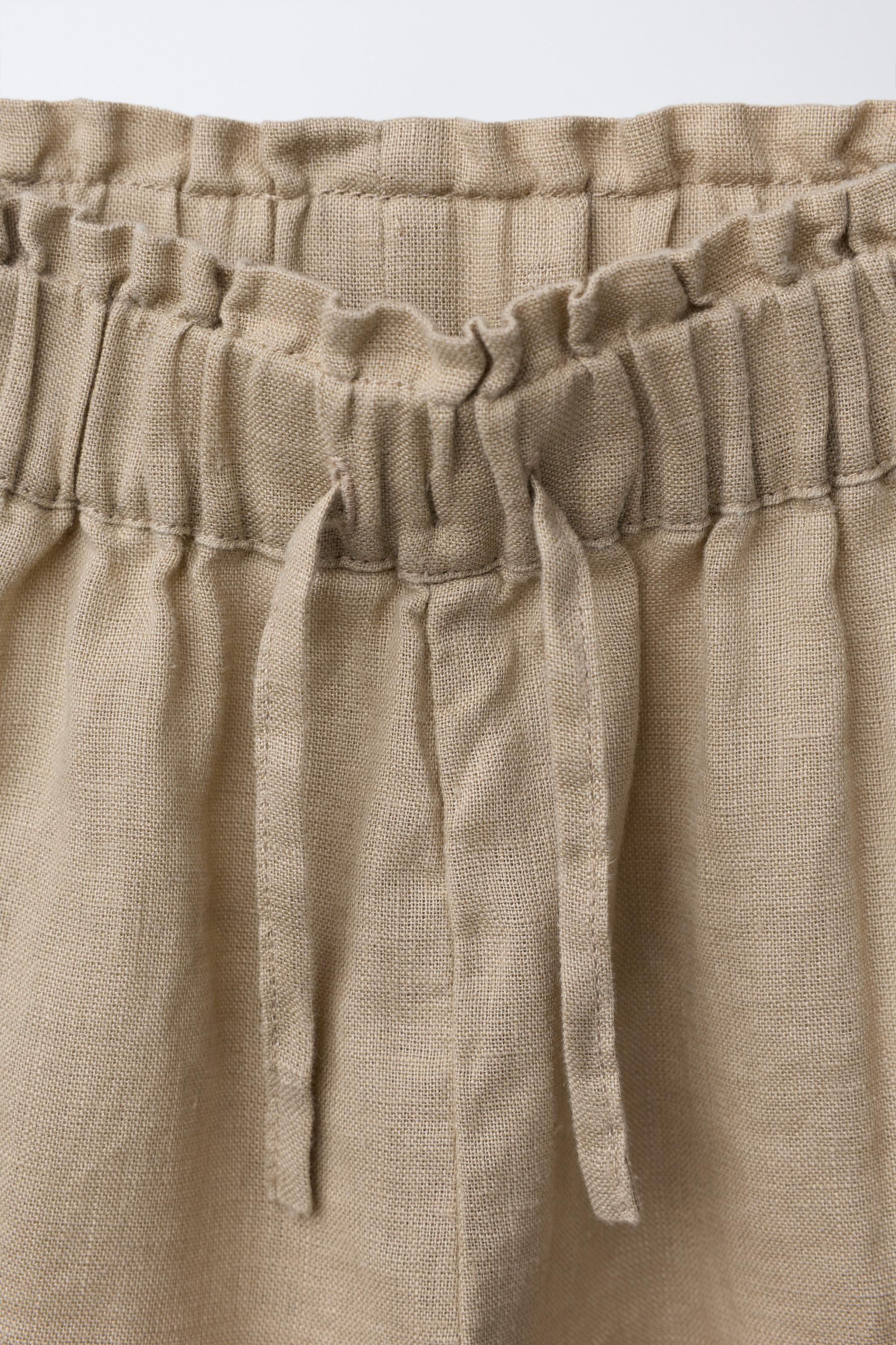 100% LINEN EMBROIDERED FLORAL PANTS
