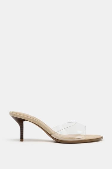 SANDALIA TACÓN VINILO - Beige claro de Zara
