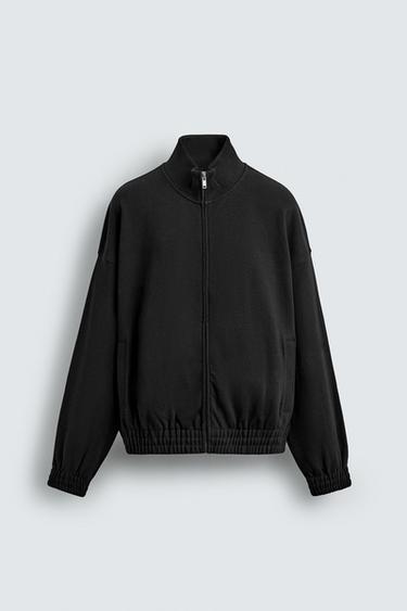 INTERLOCK ZIP-UP SWEATSHIRT - Black by Zara