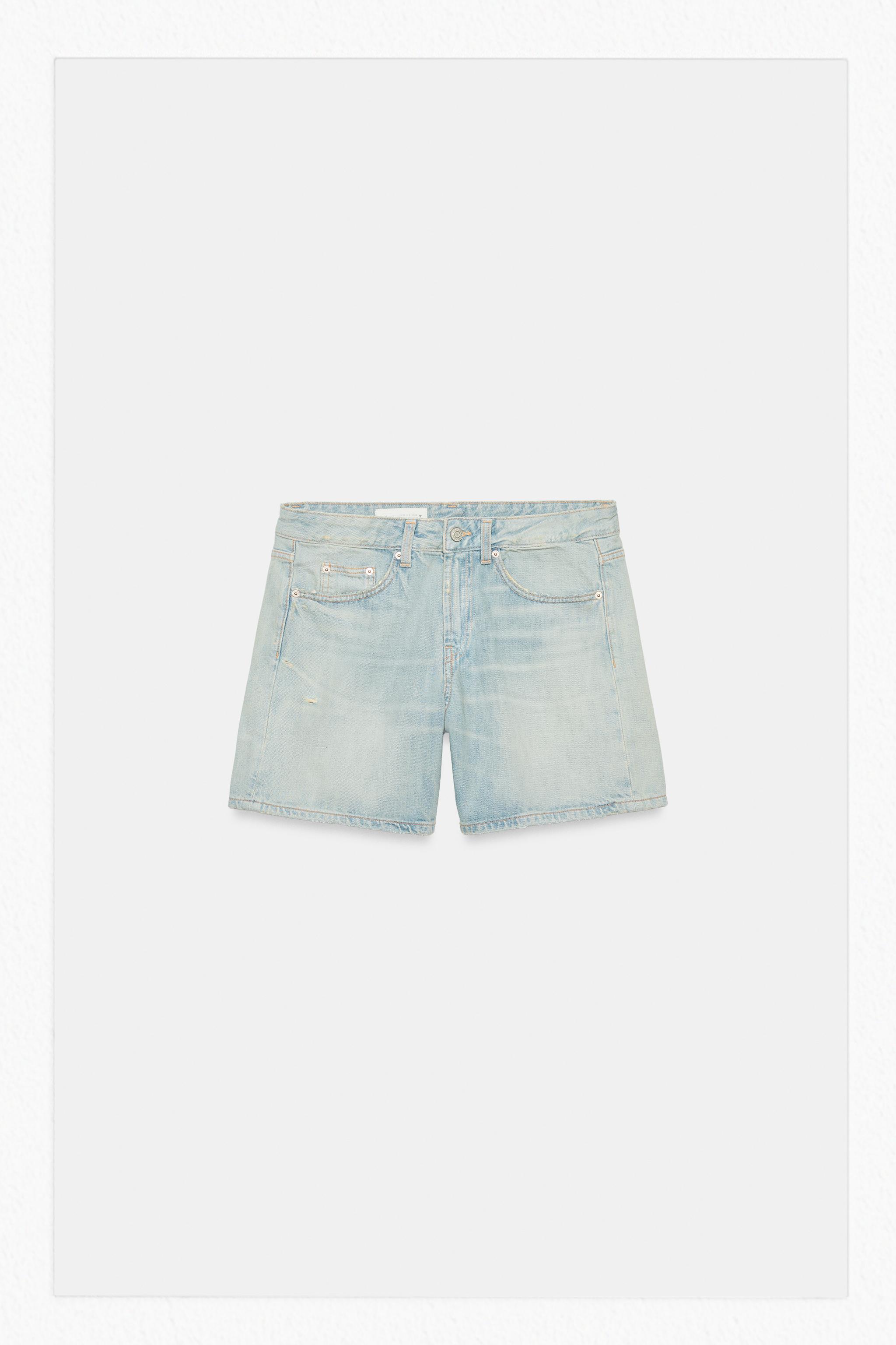 REGULAR FIT MID-RISE DENIM SHORTS