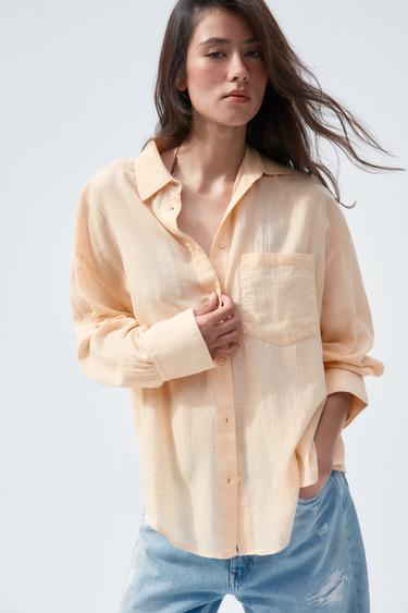 CHEMISE OVERSIZE EN GASE - Mandarine de Zara - Image 2