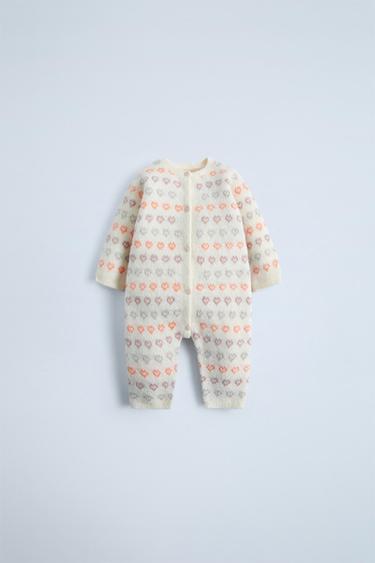 HEART KNIT JUMPSUIT - Ecru by Zara - Image 0
