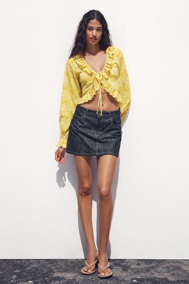 Z1975 BELTED MINI DENIM SKIRT - Blue by Zara