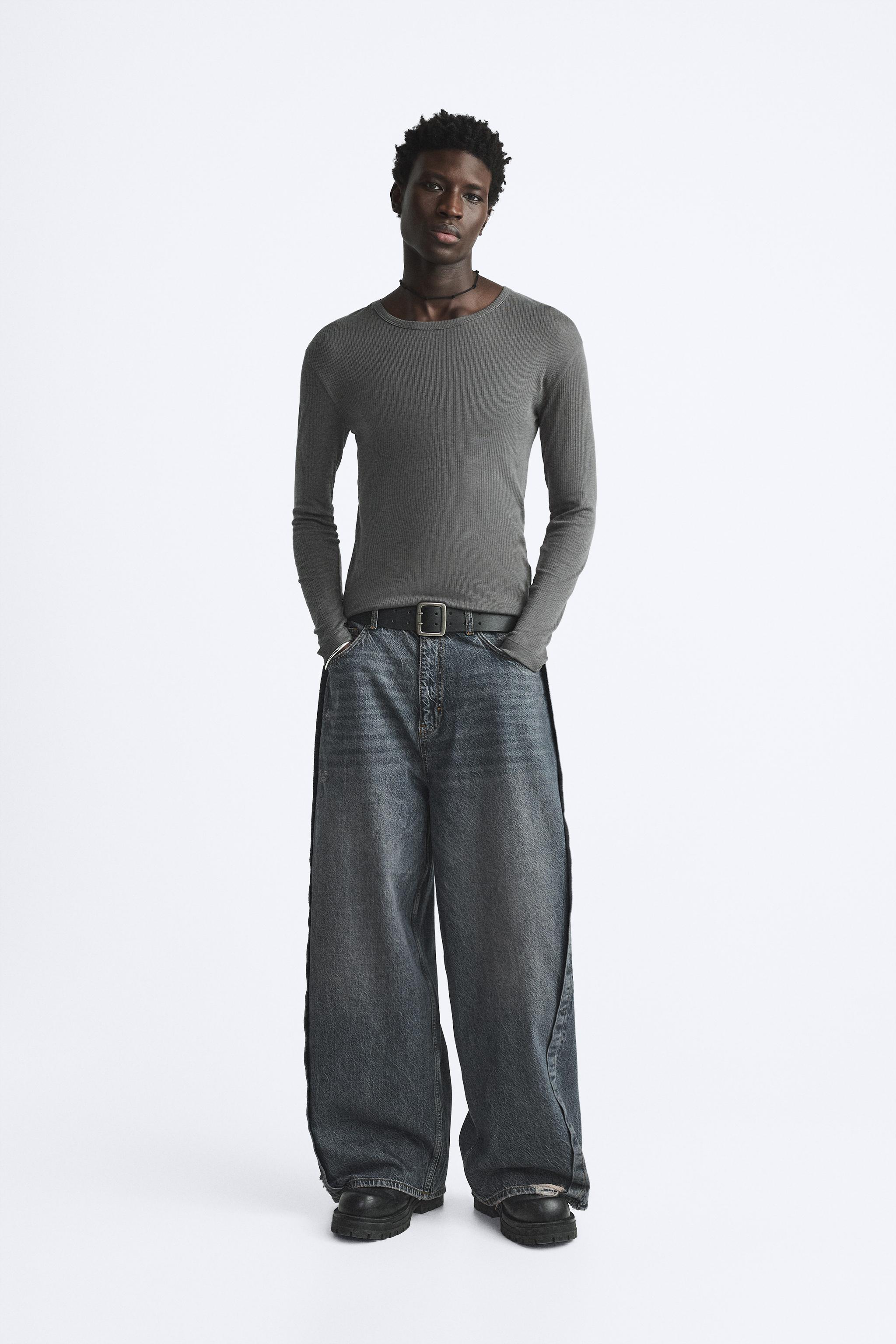 SEAMED BAGGY JEANS - Anthracite grey