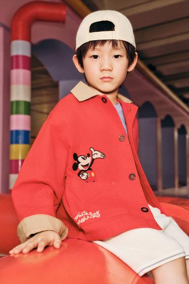 EMBROIDERED MICKEY MOUSE © DISNEY CANVAS JACKET - Dark coral by Zara