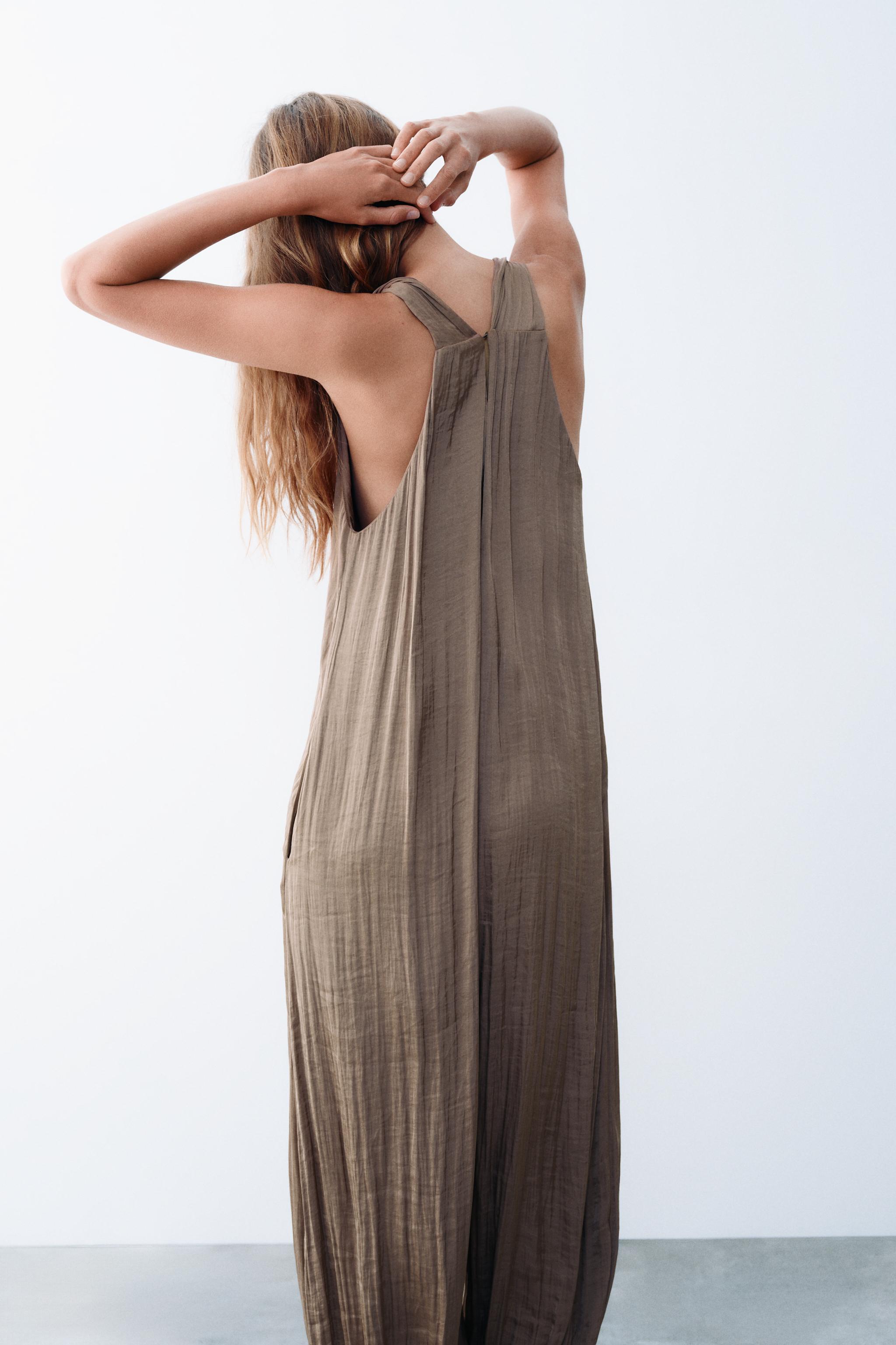 Zara Saten yüzeyli şalvar pantolon tulum görsel 6