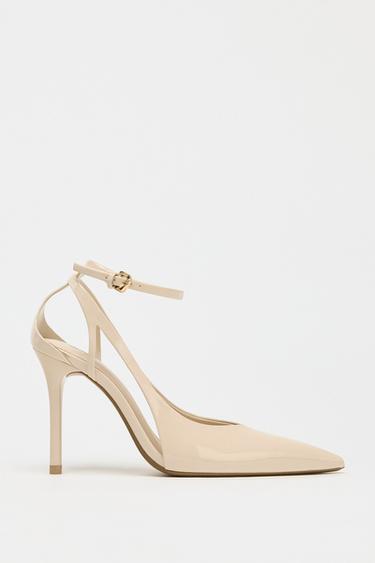PATENT-EFFECT HIGH HEELS - Ecru by Zara