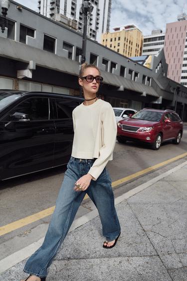 CROPTOP MET WIJDE MOUWEN - Ecru van Zara