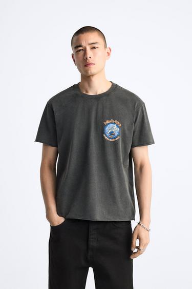T-SHIRT BLINK 182 © - Noir délavé de Zara