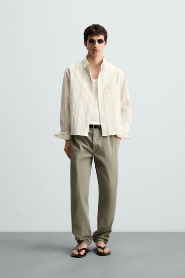 CAMISA RAYAS CONTRASTE - Blanco roto de Zara - Imagen 0