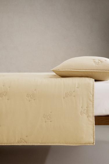 CHILDREN'S PEANUTS™ QUILT WITH TOPSTITCHING - Lime by Zara - Image 2