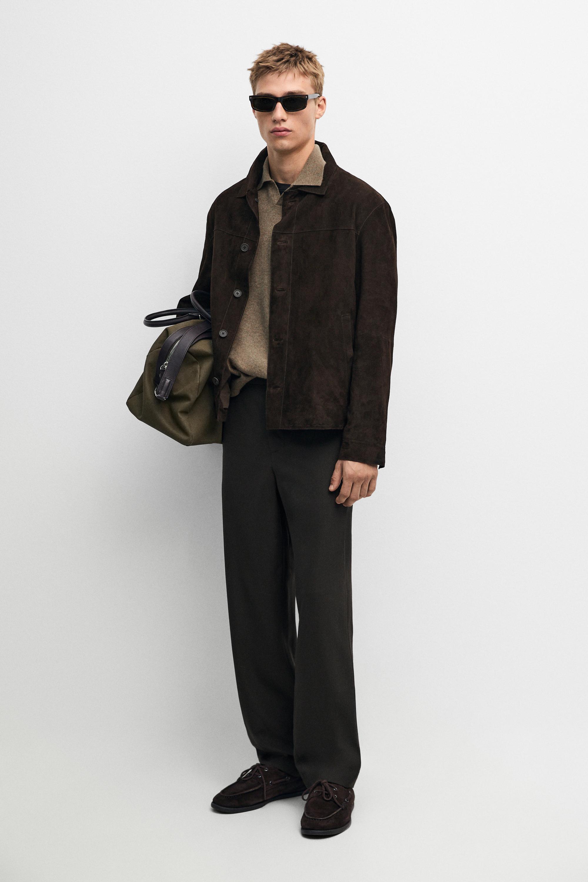 Suede leather pocket overshirt