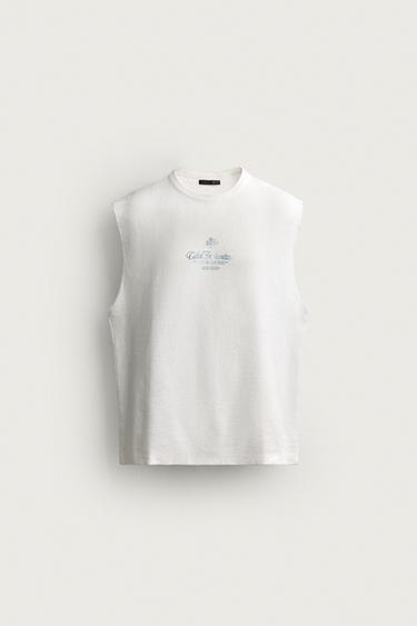 WASHED PRINT KNIT TANK TOP - White by Zara