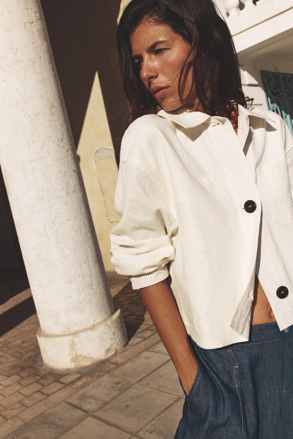 Thumbnail image for LINEN BLEND CROPPED JACKET