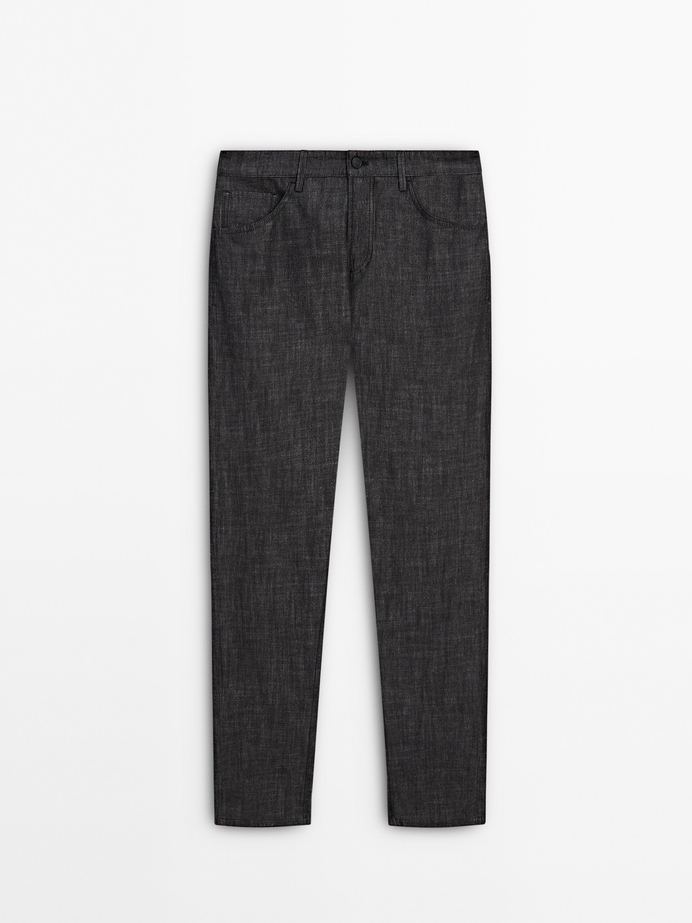 TWILL STRUCTURED PANTS - Black