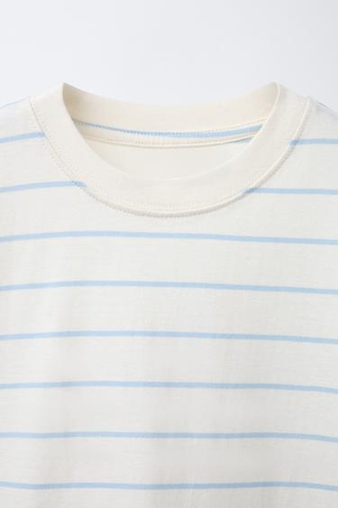 LOT DE DEUX T-SHIRTS UNIS ET À RAYURES - Bleu ciel de Zara - Image 3