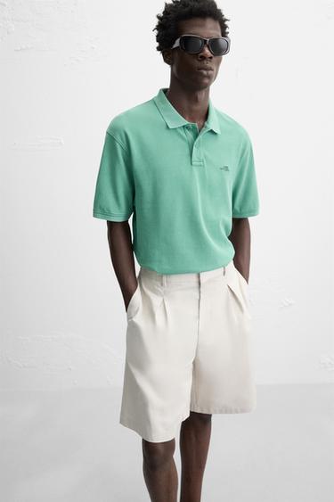 WASHED PIQUÉ POLO SHIRT - washed green by Zara - Image 4