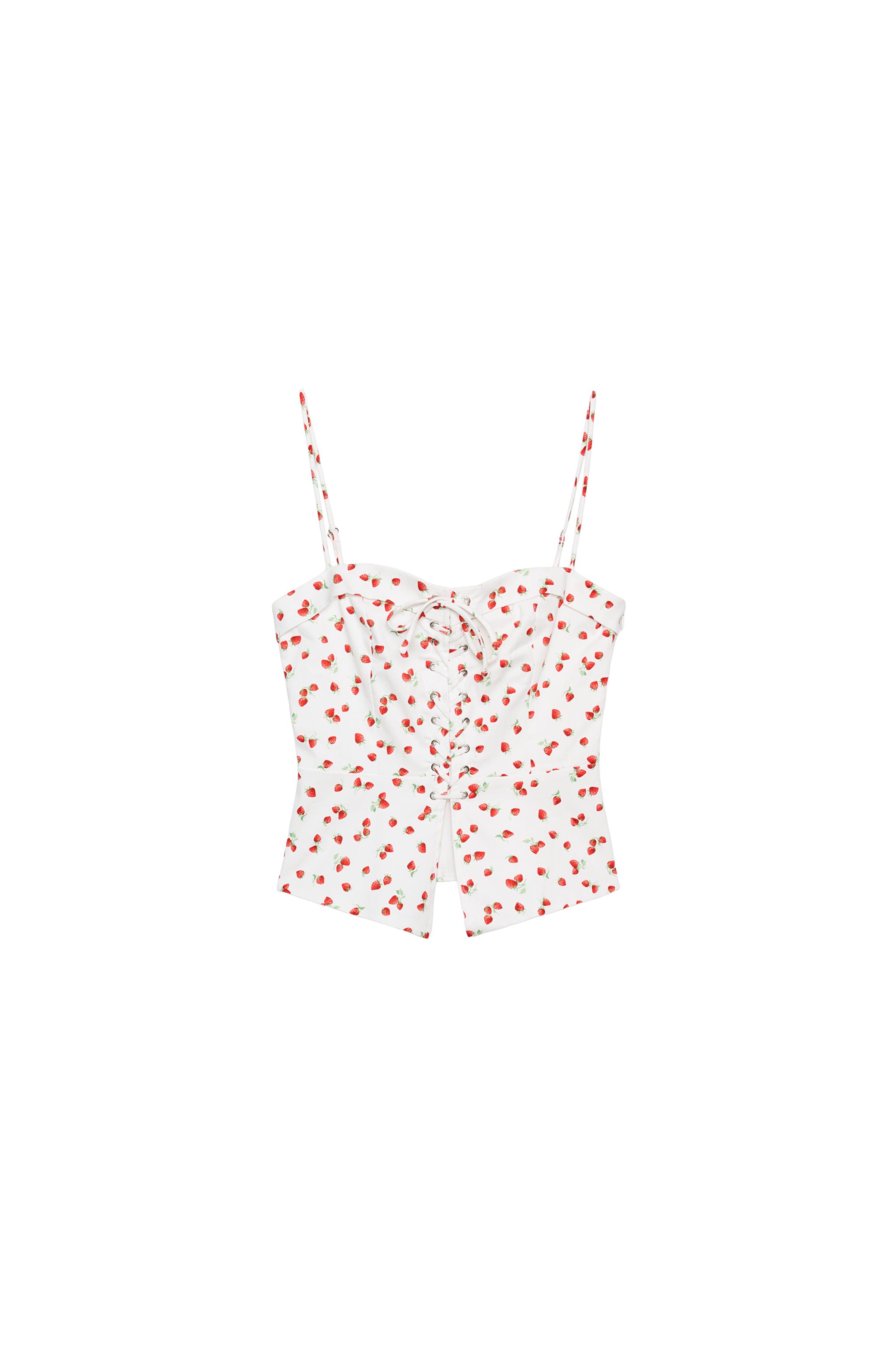 TOP STYLE CORSET À IMPRIMÉ FRAISES
