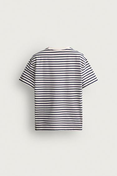 BASIC MEDIUM WEIGHT T-SHIRT /02 - White / Navy by Zara