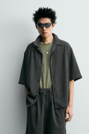 EMBOSSED RELAXED FIT SHIRT - Anthracite Grey by Zara