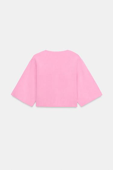 CARDIGAN WITH COVERED BUTTON - Pink by Zara - Image 5
