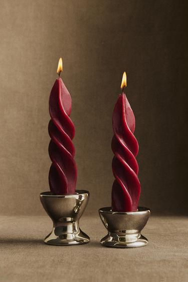 PACK OF SPIRAL CHRISTMAS CANDLES (PACK OF 2) - Red by Zara - Image 4