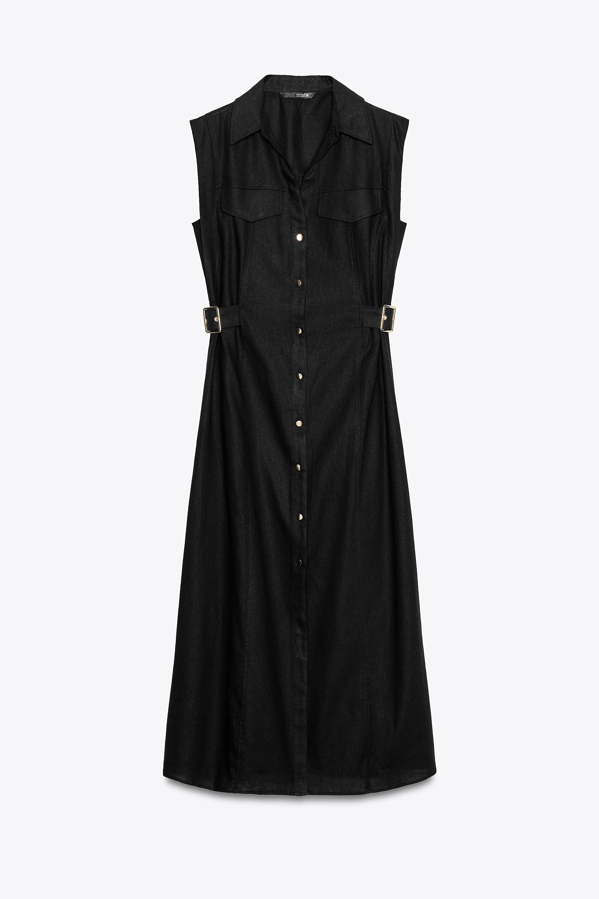 LINEN BLEND BUTTONED MIDI DRESS - White | ZARA Australia