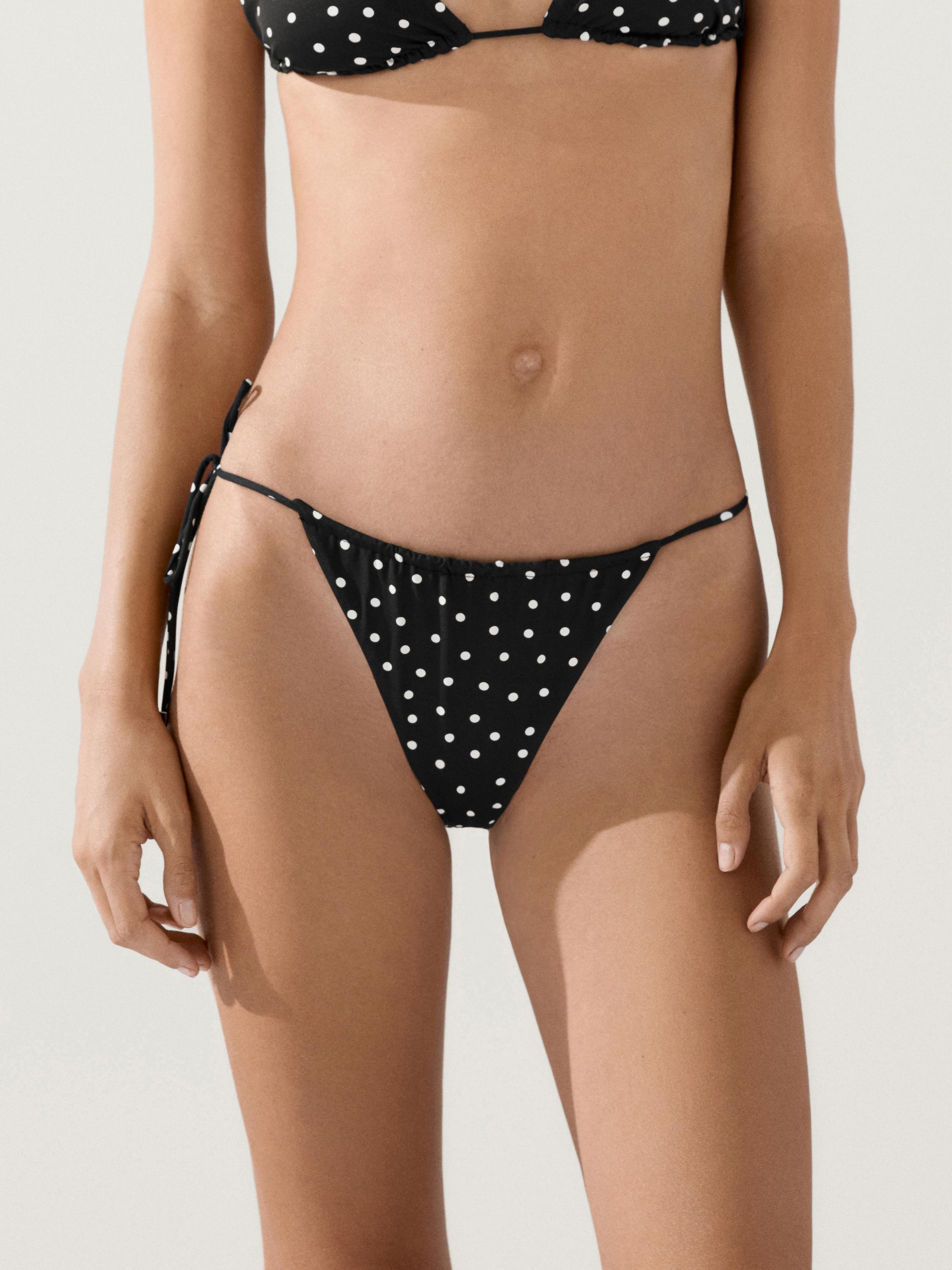 Polka dot print bikini bottoms — Black