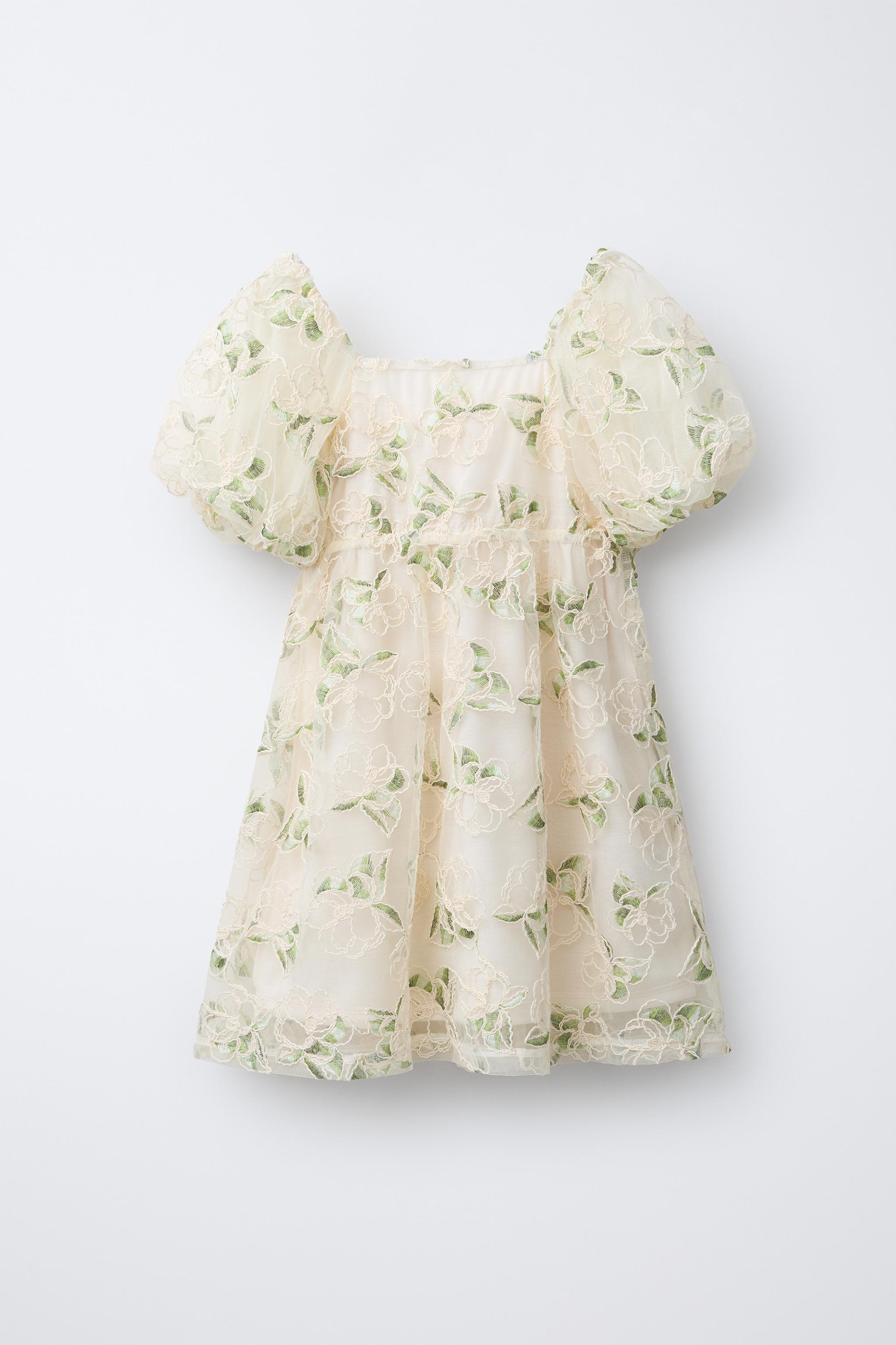 EMBROIDERED FLORAL TULLE DRESS