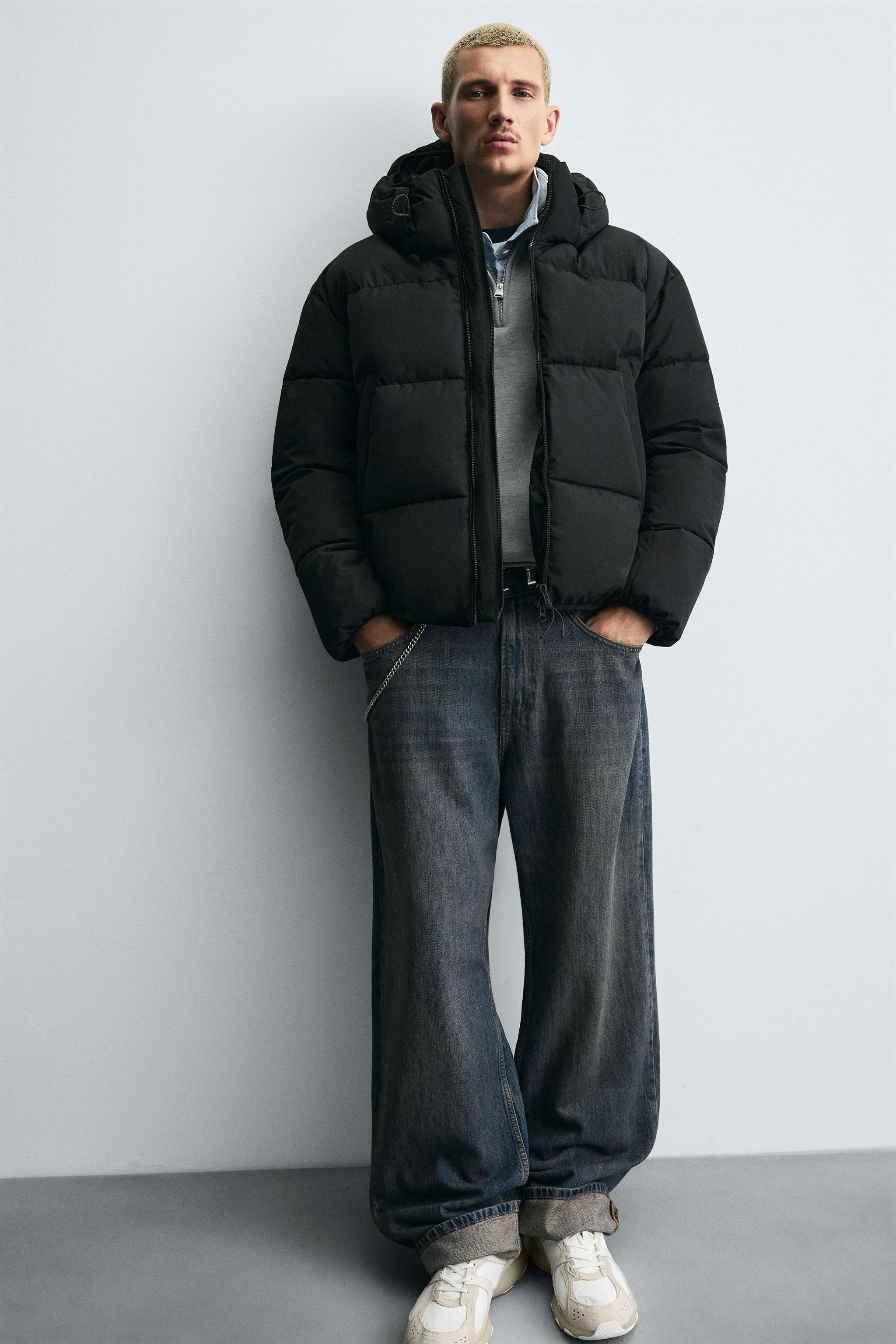 ZARA ザラ フーデッドパフジャケット 撥水 防風 BLACK M 完売品 ZARA