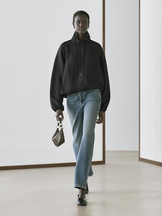 Linen and silk bomber jacket