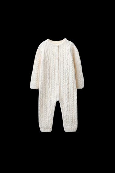 Zara CABLE KNIT JUMPSUIT - Ecru - Image 0