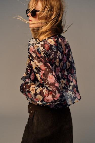 BLOUSE À VOLANTS ET IMPRIMÉ FLORAL - Multicolore de Zara - Image 5