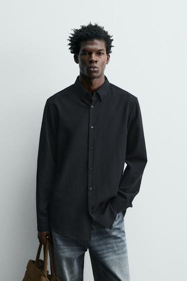 TEXTURED WOOL BLEND SHIRT - Dark navy by Zara
