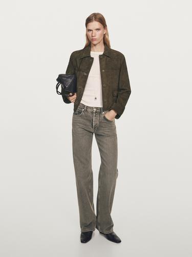 Zara Mid-rise wide-leg jeans - Gray / Natural