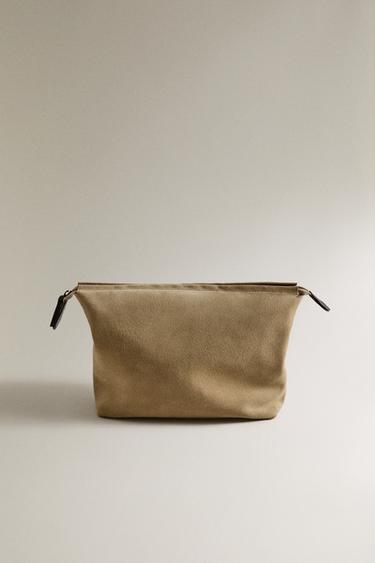 Zara SUEDE TRAVEL MAKEUP BAG - Green - Image 0