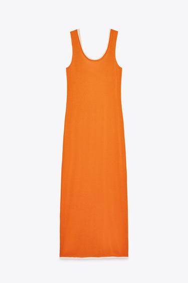 ROBE LONGUE EN MAILLE FINITIONS DOUBLE ÉPAISSEUR - Mandarine de Zara - Image 6