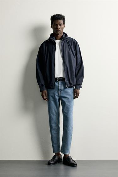 Zara SLIM CROPPED FARMERKE – mid-plava