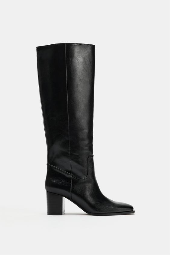 BOTTES À TALONS CARRÉS - Noir de Zara - Image 2