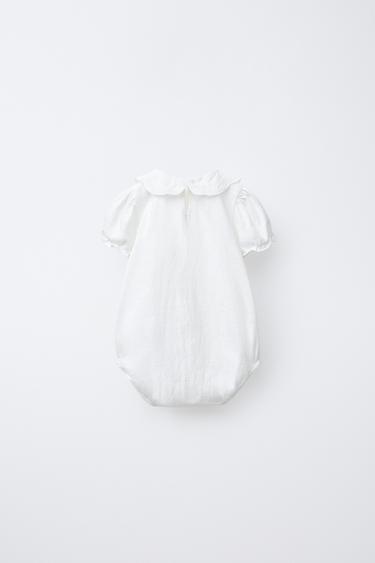 EMBROIDERED COLLAR BODYSUIT - Light ecru by Zara - Image 1