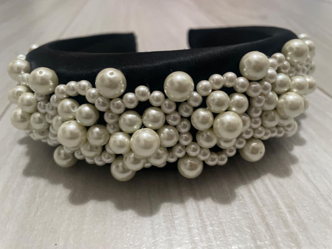 SATIN HEADBAND WITH PEARL BEADS - Image 5