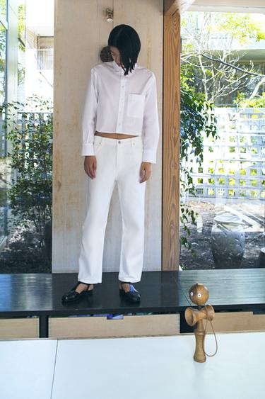 TRF CROPPED FLARE HIGH-WAIST JEANS - White by Zara