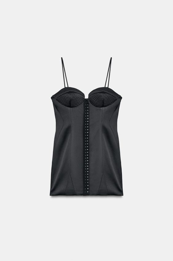 SHORT SATIN DRESS - Black by Zara - Image 0