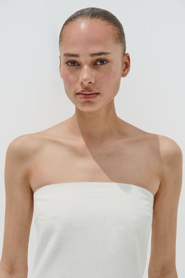 TOP BUSTIER BRODÉ - Blanc cassé de Zara - Image 3