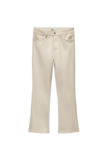 FAUX LEATHER MINI FLARE TROUSERS
