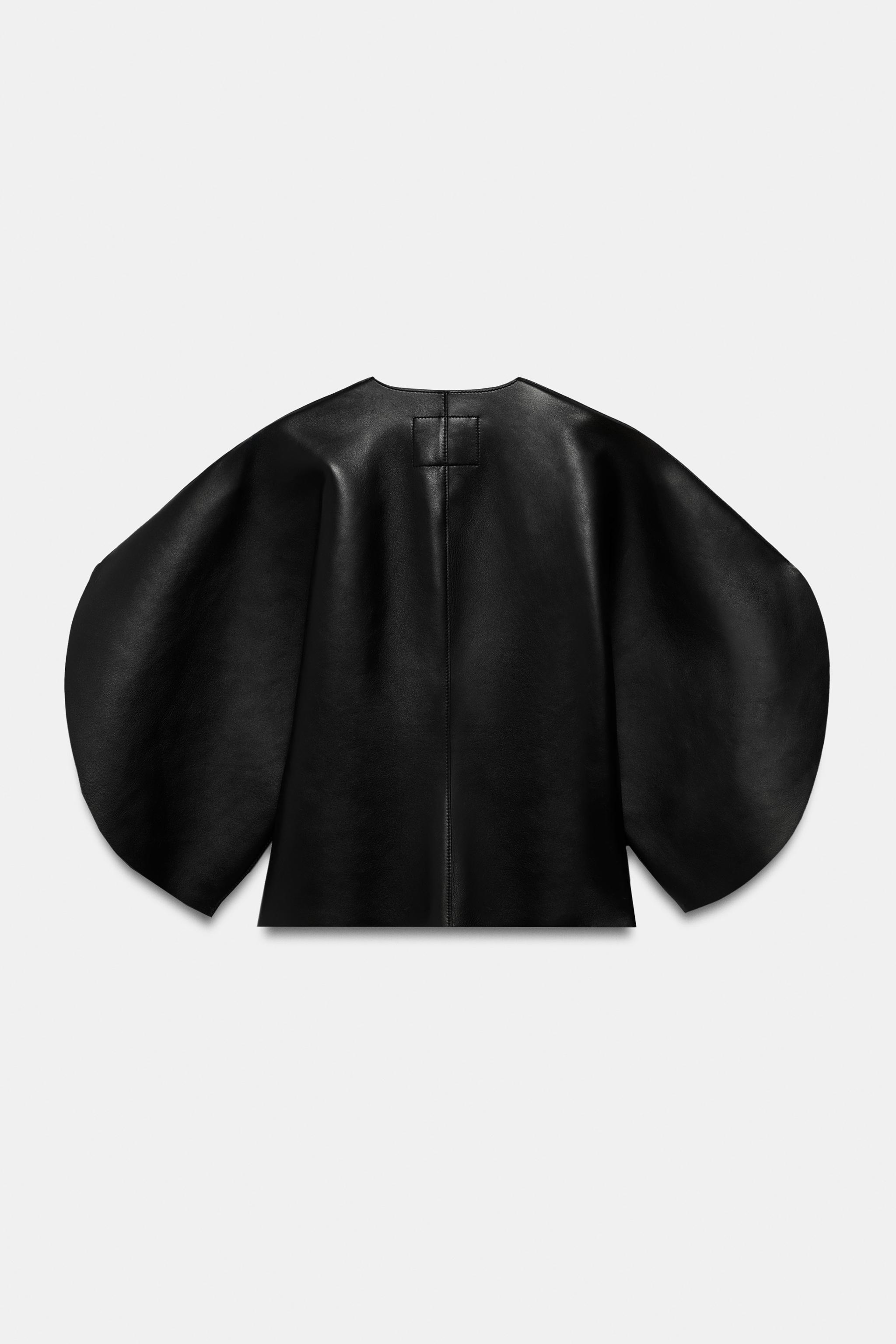 ZW COLLECTION LIMITED EDITION LEATHER ZIP-UP TOP - Black | ZARA