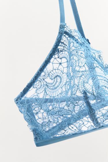 BRALETTE TRIANGLE EN DENTELLE - Bleu de Zara - Image 3