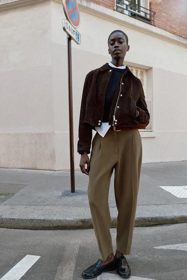 TROUSERS WITH DARTED BELT - Dark khaki by Zara - Image 0