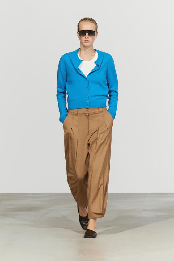 Zara Knit cardigan with button detail - Turquoise - Image 0
