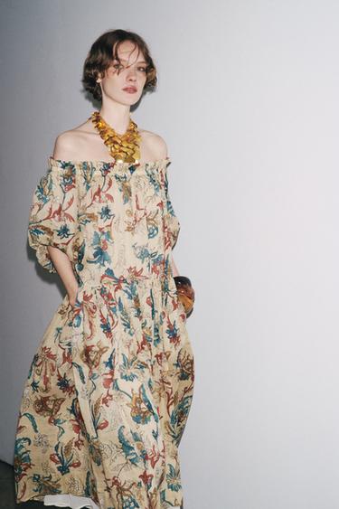 Zara HALJINA OD RAMIJE SA DEZENOM ZW COLLECTION – pesak